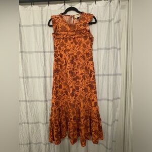 Elegant Floral Maxi Dress in Orange